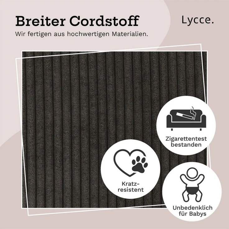 Lycce Dekokissen Kissenbezug 2er Set CORD Stoff (40 x 40 cm) mit Reißverschluß – Bild 3