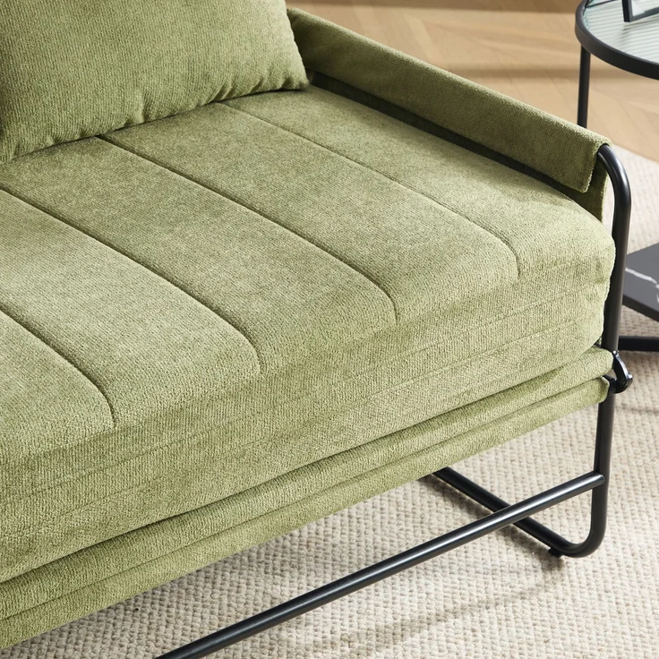 ZUBALIYA Schlafsofa 85x92 cm, mit Stauraum, mit Chenille - Bezug, mit breiten Armlehnen, mit Schaumstoffpolsterung, Schwarz – Bild 15