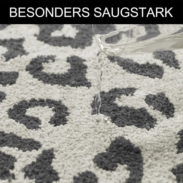 OTTO home Badematte Anna Leo, Badvorleger, Badezimmer Teppich, Duschvorleger, Höhe 15 mm, rutschhemmend beschichtet, schnell trocknend, fußbodenheizungsgeeignet, Polyester, rechteckig, mit Animal Print, modernes Muster, Leo, weich – Bild 3