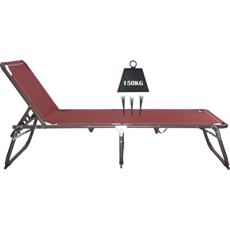 HOMECALL Aluminium-Klappliege, Textilene-Gewebe, 200x70 cm, Max. Tragkraft 150 kg - Rot – Bild 4