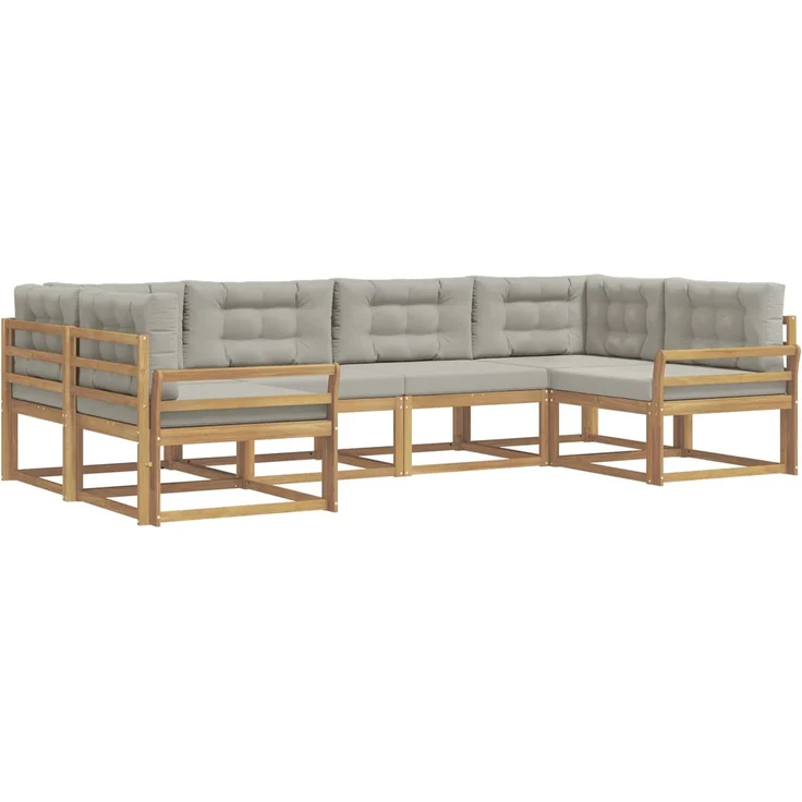 vidaXL Outdoor-Sofagarnitur 6 stk. 6-Sitzer Weiß und Hellgrau 3386935 – Bild 2