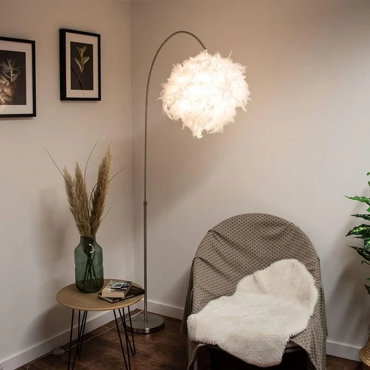 GLOBO LIGHTING Stehlampe, Leuchtmittel nicht inklusive, Bogenleuchte mit Federn Stehlampe Wohnzimmerleuchte Stehleuchte – Bild 9
