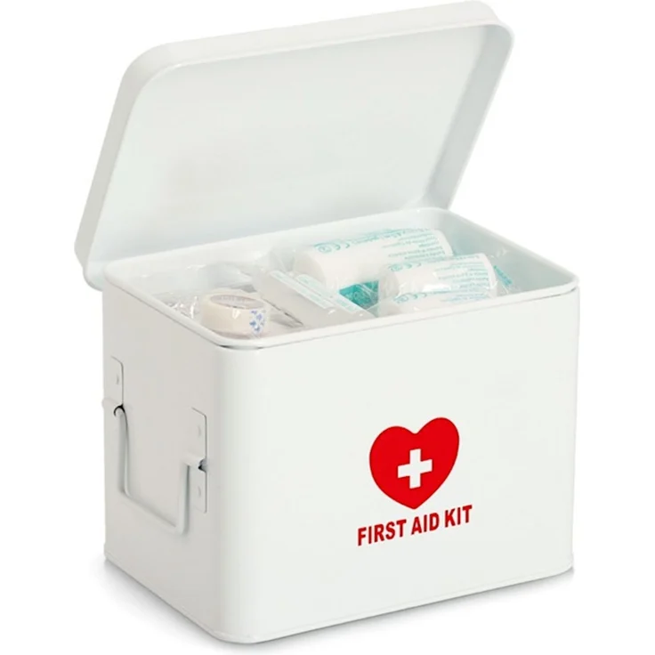 ZELLER 19244 Medizinbox FIRST AID KIT Metall weiß - 22 x 16 x 16 cm / Arzneimittelaufbewahrung – Bild 4