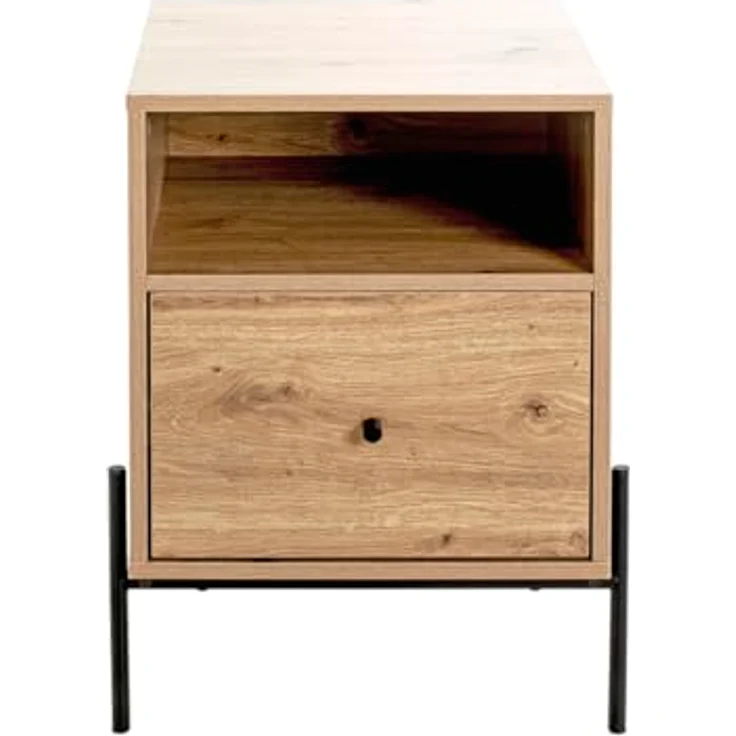 XXXL Nachtschrank Schwarz, Eiche, Metall, 1 Schublade, 45x60x47 cm, Soft-Close-System – Bild 4