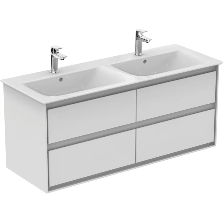 Ideal Standard Doppel-Waschtischunterschrank Connect Air, 1200 mm x 517 mm, 4 Schubladen, wandhängend, Weiß