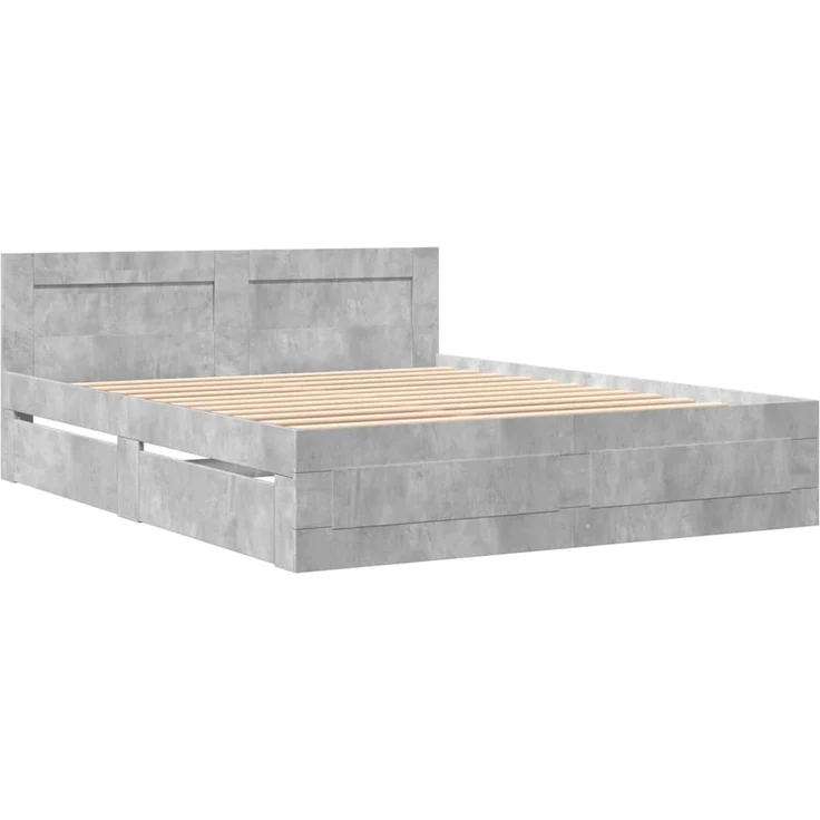 vidaXL Bettgestell mit Kopfteil Betongrau 160x200 cm Holzwerkstoff 3295551 – Bild 2