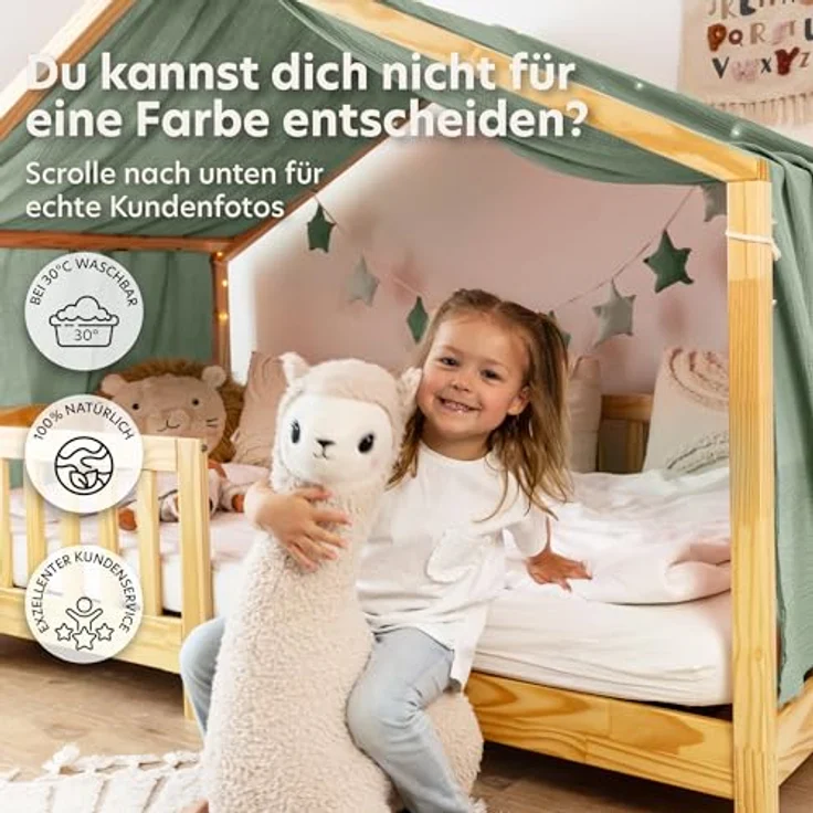 lilimaus Betthimmel Musselin Hausbett Himmel Kinderzimmer Baumwolle mit Gold 2er Set, Gemütlicher Baldachin aus Baumwolle für traumhafte Kinderzimmer-Deko – Bild 7