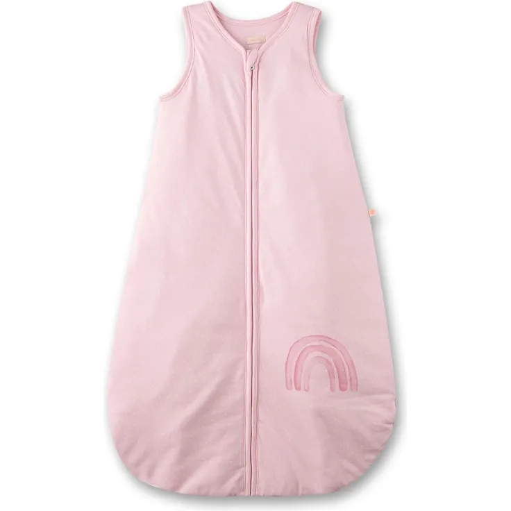 SANETTA Baby-Schlafsack Rosa | Praktischer und bequemer Unisex-Schlafsack aus Bio-Baumwolle. Baby-Schlafsack mit Reißverschluss und Regenbogen-Print | Baby Sleeping Bag