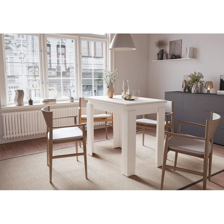 Shefa Esstisch Line Family 90-120 cm Weiß - Moderner Küchentisch aus Holzwerkstoff – Bild 1