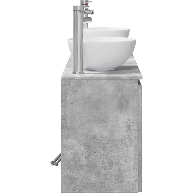 vidaXL Wandmontiertes Badezimmerschrank-Set 3 stk. Betongrau 3405620 – Bild 7