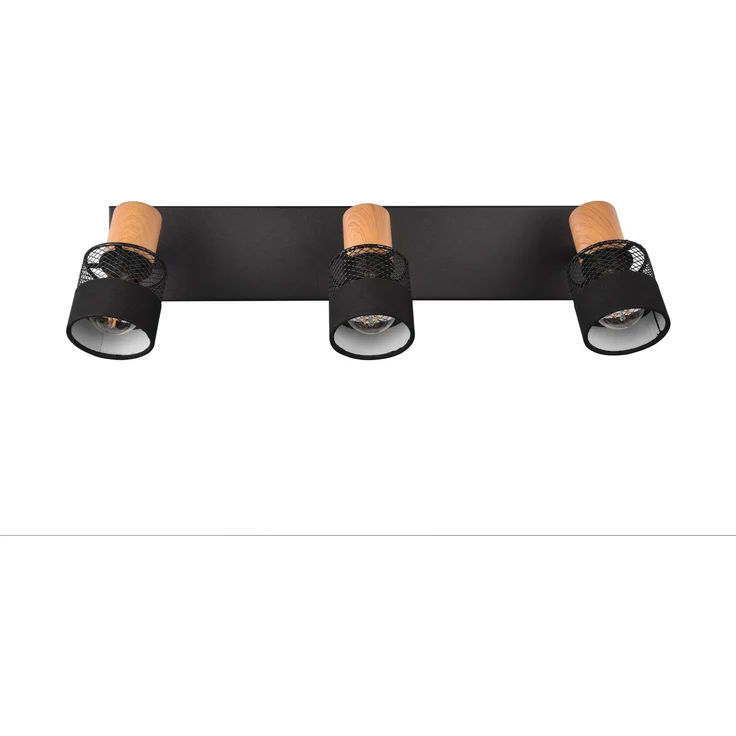 Trio Deckenstrahler 3er Spot Nandini E14 schwarz, Metall, Holz – Bild 5