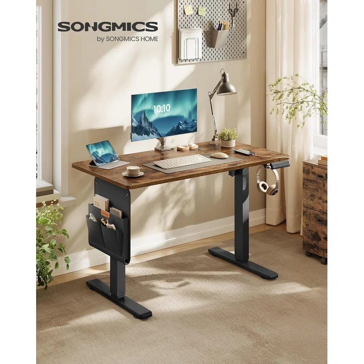 SONGMICS Höhenverstellbarer Schreibtisch elektrisch, 100x60 cm, Verstellbarer Tisch, Memory-Funktion für 4 Höhen, für Büro, vintagebraun LSD130KD01 – Bild 2