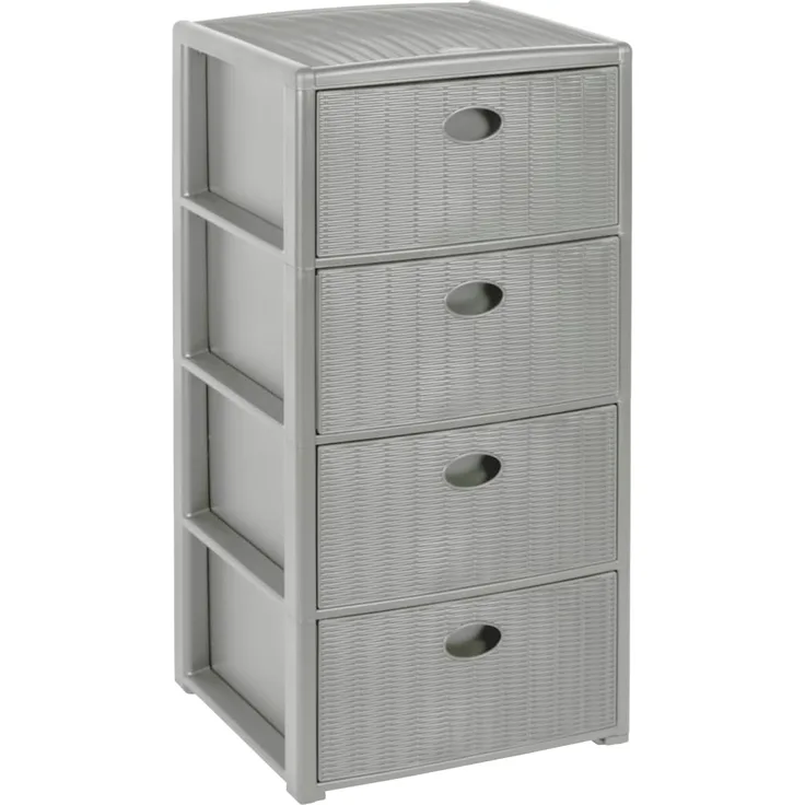 Kreher Rollcontainer mit 4 Schubladen im Rattan Design (Grau), (1 St)