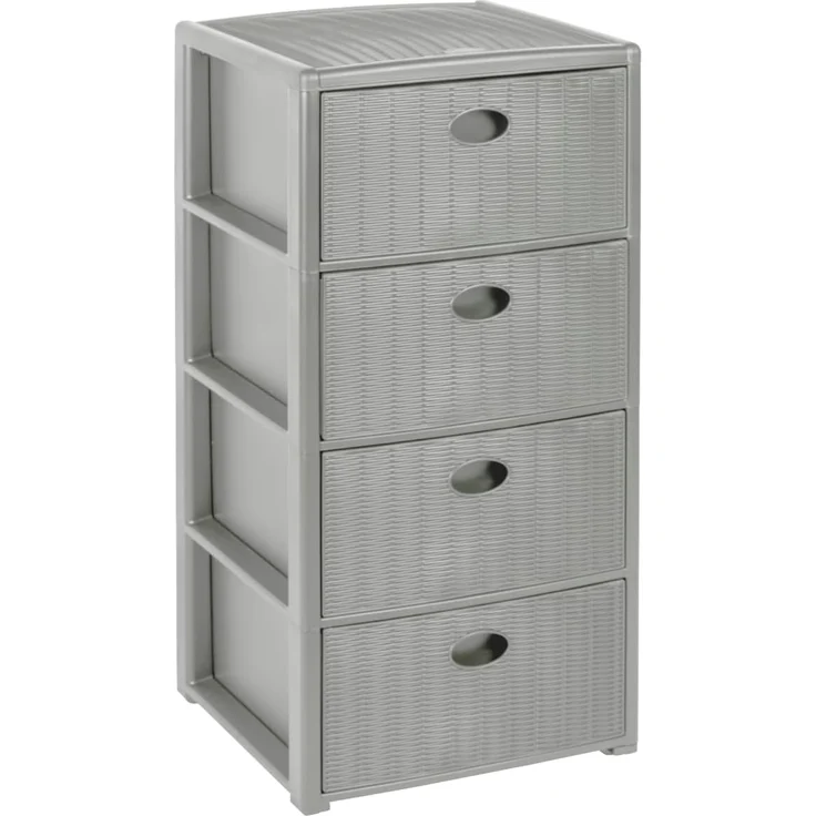 Kreher Rollcontainer mit 4 Schubladen im Rattan Design (Grau), (1 St) – Bild 1