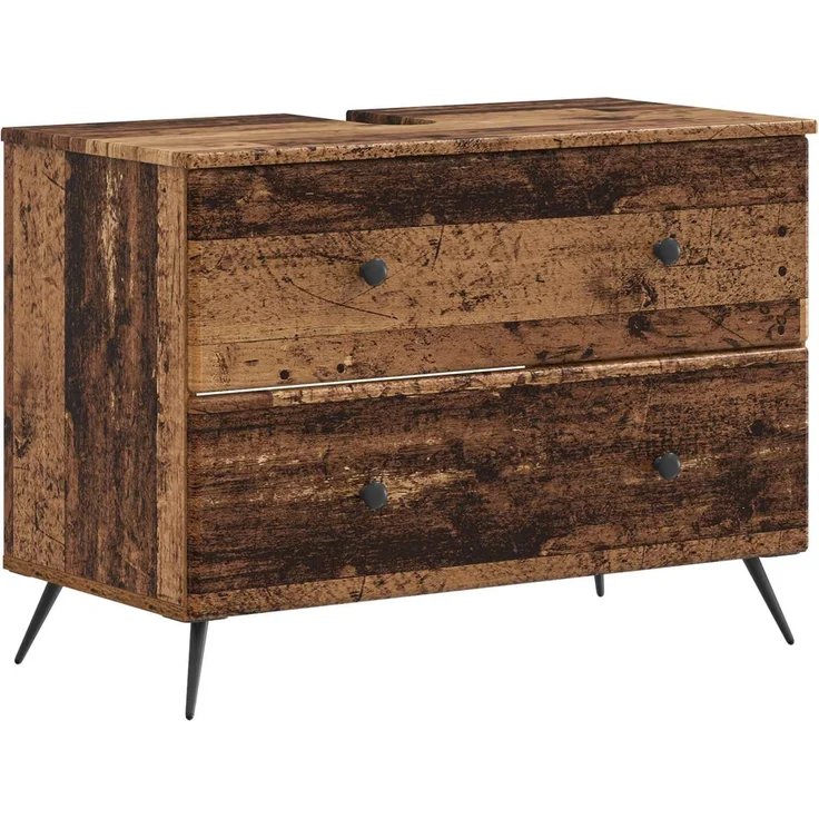 vidaXL 2-teiliges Badezimmer Schrank Set BREDA Altholz Holzwerkstoff 3417565 – Bild 2
