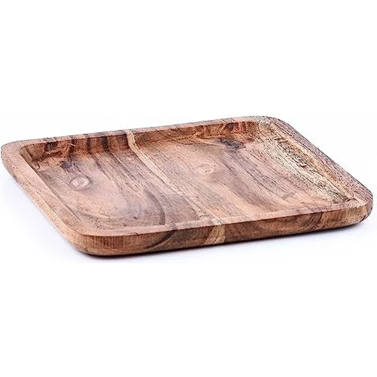 Marrakesch Orient & Mediterran Interior Tablett 2er Set Tablett aus Akazienholz, Serviertablett, Schale, Servierbrett, 2er Set Anea 20x20 cm, Handarbeit – Bild 2