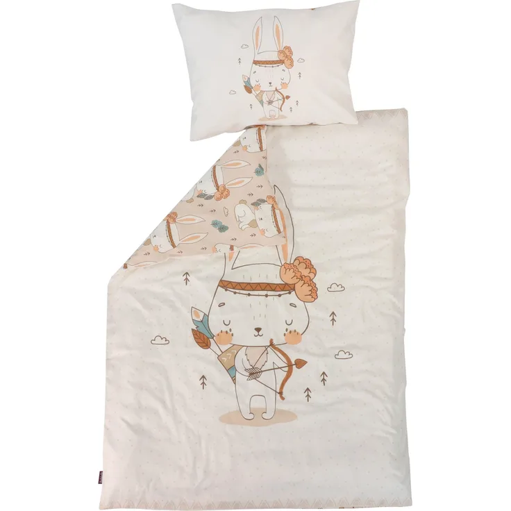 Puckdaddy Kinderbettwäsche Daina 100x135 cm - Hasen-Design Beige