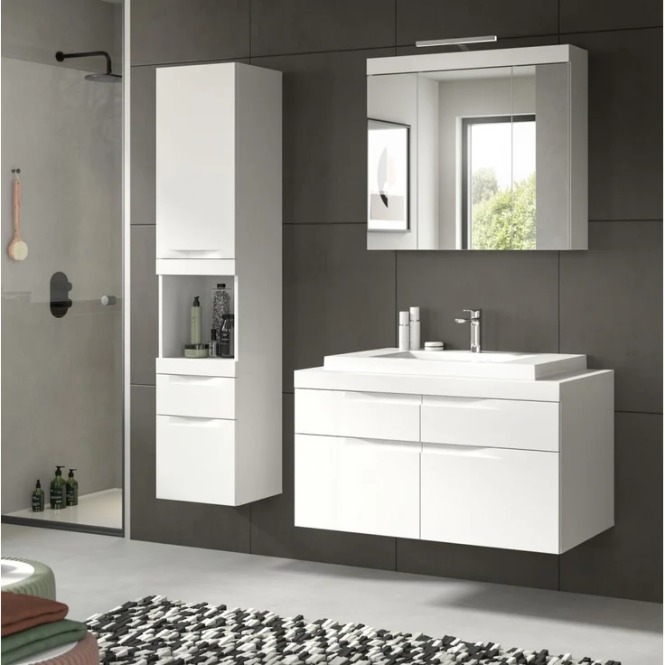 Badezimmer Spiegelschrank Gusto in weiß matt 80 cm – Bild 5