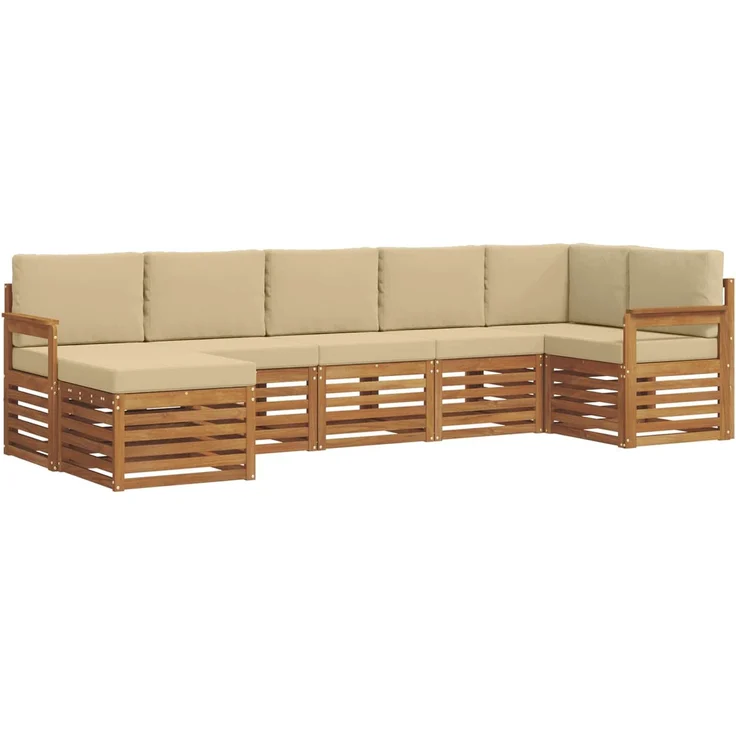 vidaXL Outdoor-Sofagarnitur 7 stk. 6-Sitzer Natur und Beige 3375158 – Bild 2