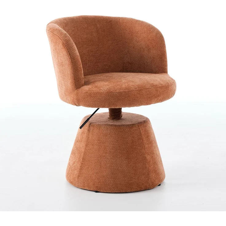 Höhenverstellbarer, um 360° drehbarer Barhocker, moderner, runder Esszimmerstuhl mit Chenille-Bezug, ergonomischer Akzentstuhl für Schlafzimmer, Kücheninsel und Bar, Einzelpackung, Terrakotta & Orange, DE1878OG – Orange – 57,5 ​​x 60 x 92,5 cm – YOUDENOVA – Bild 3