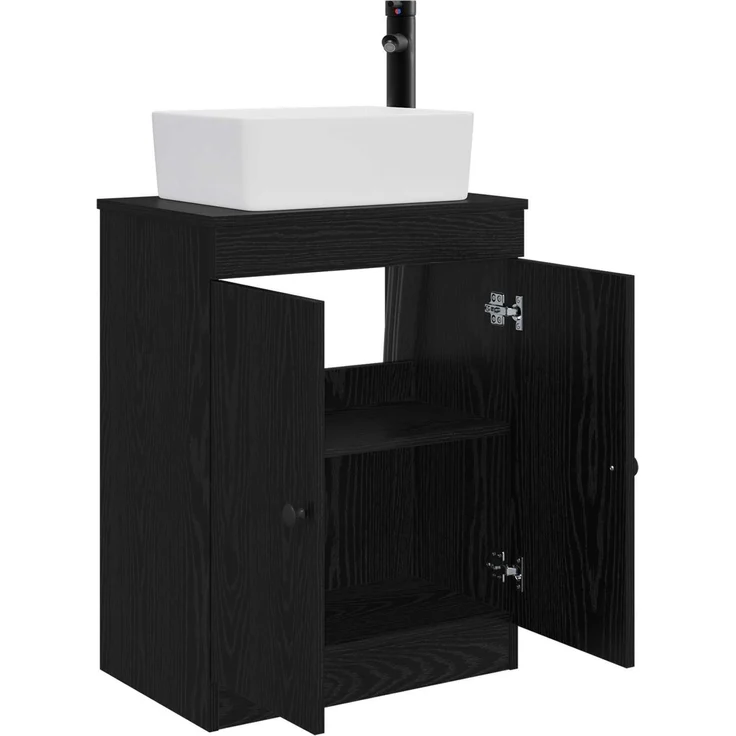 vidaXL Waschbeckenschrank Schwarz 54 x 35 x 100 cm Holzwerkstoff 890131 – Bild 4
