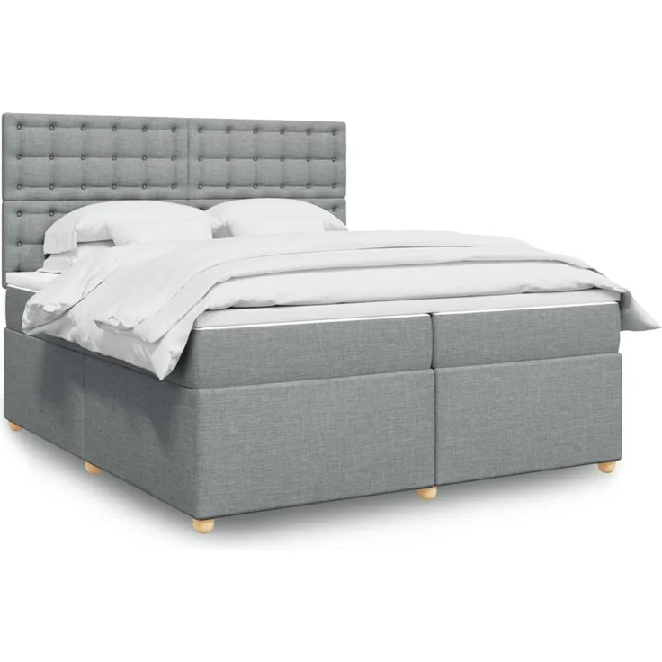 vidaXL Boxspringbett mit Matratze Hellgrau 200x200 cm Stoff 3293701 – Bild 1