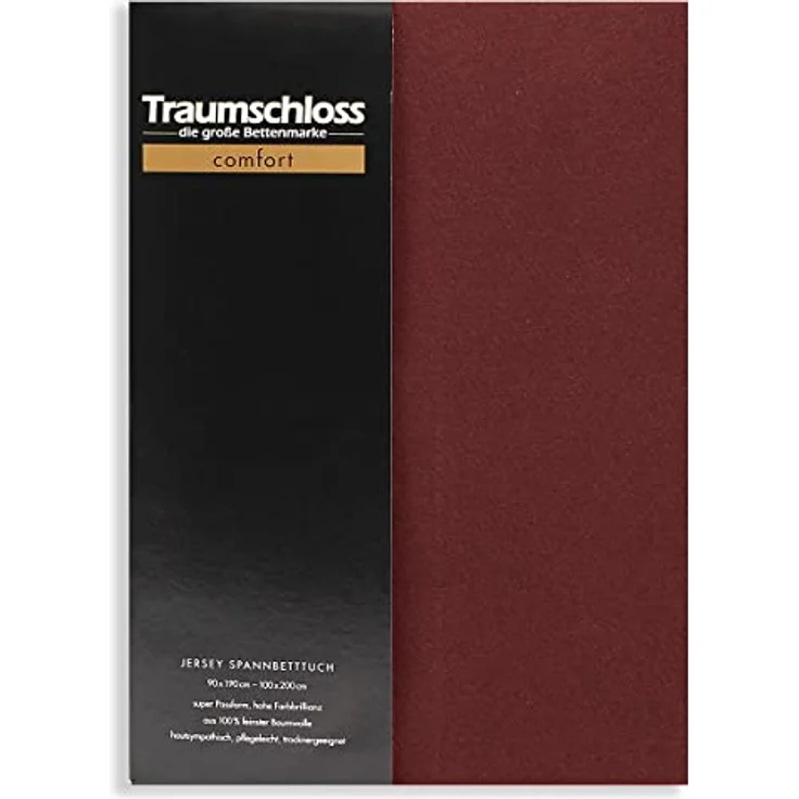 Traumschloss Spannbettlaken Comfort, Jersey, Bordeaux, 90-100x200, 100% Baumwolle – Bild 2