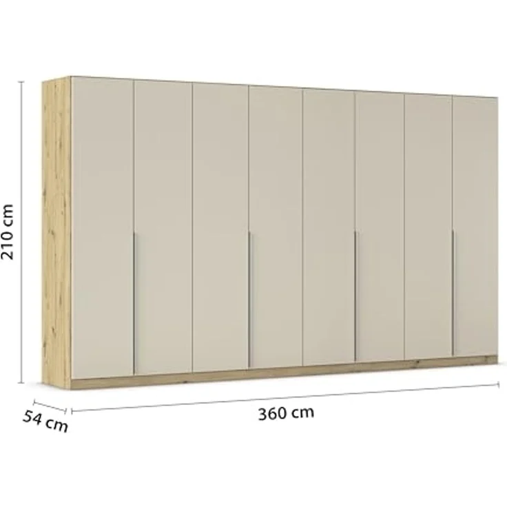 Rauch Möbel Alabama, Kleiderschrank für Schlafzimmer, Kinderzimmer, Wohnzimmer, Garderobe, Flur, 8-türig, mit Zubehör Classic, Farbe Beige/Eiche Artisan. Holz, Breite 360 cm – Bild 3