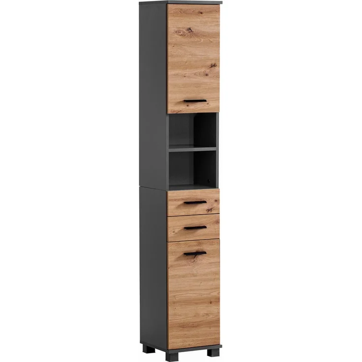 Schildmeyer Hochschrank Palermo, Holzwerkstoff, Anthrazit/Artisan Eiche Dekor, 30,3 x 23,6 x 180,9 cm (B/T/H) – Bild 3