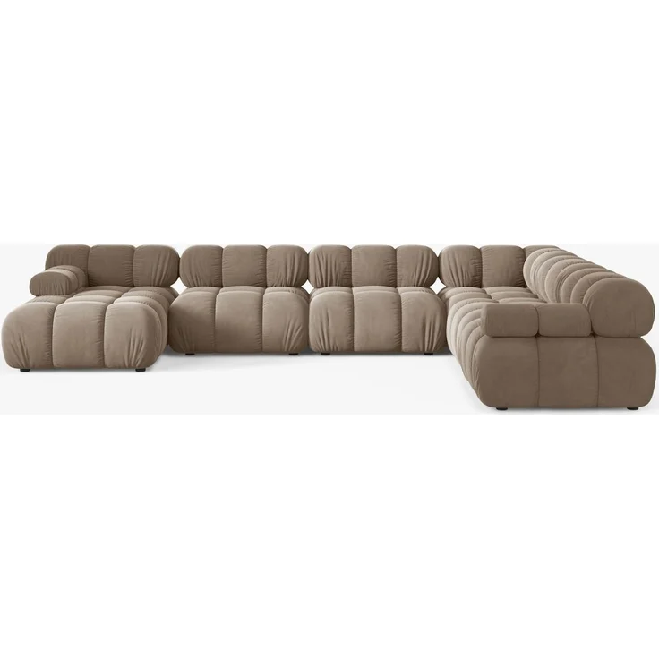 Micadoni Modulares Panorama Ecksofa Bellis 8-Sitzer Samt Bluvel Cappuccino Rechts – Bild 5