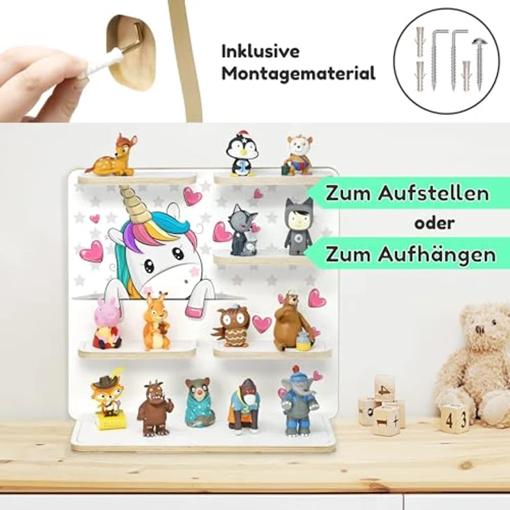 stadtecken Holzregal für Musikbox – Passend für Toniebox & ca. 40 Tonies | Perfekte Aufbewahrung fürs Kinderzimmer | Zum Aufhängen | Erweiterbar (Pony Buddy ohne Musikbox) – Bild 7