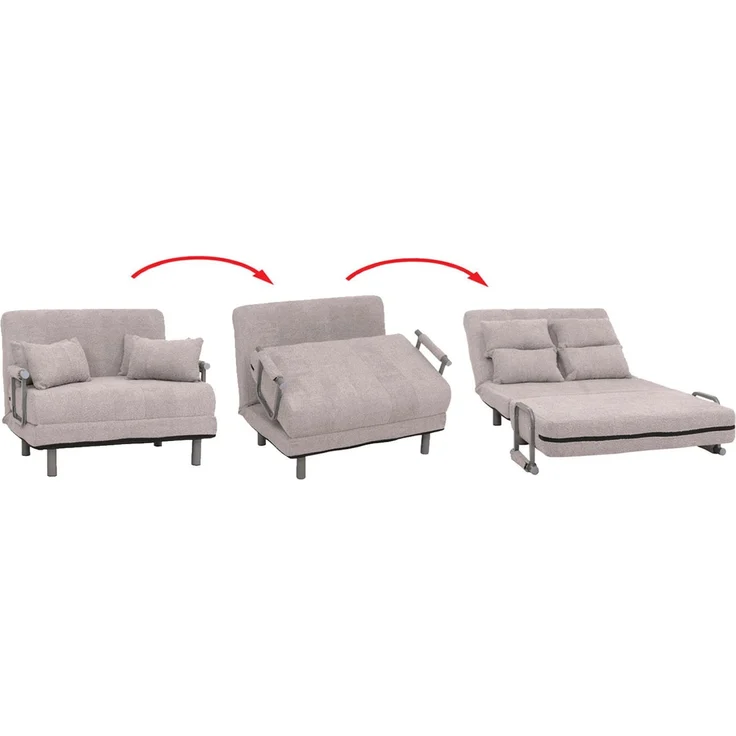 Mendler Schlafsessel HWC-K29, Klappsessel Schlafsofa Gästebett, Liegefläche 190x100 cm, Stoff Bouclé (500g/m²) ~ grau – Bild 5