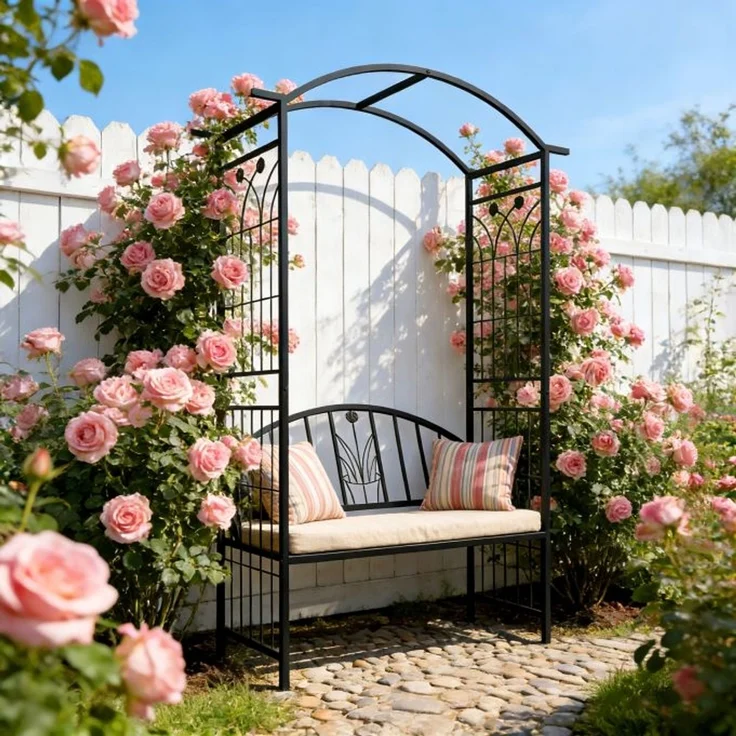 Relaxdays Rosenbogen mit Bank – Bild 2