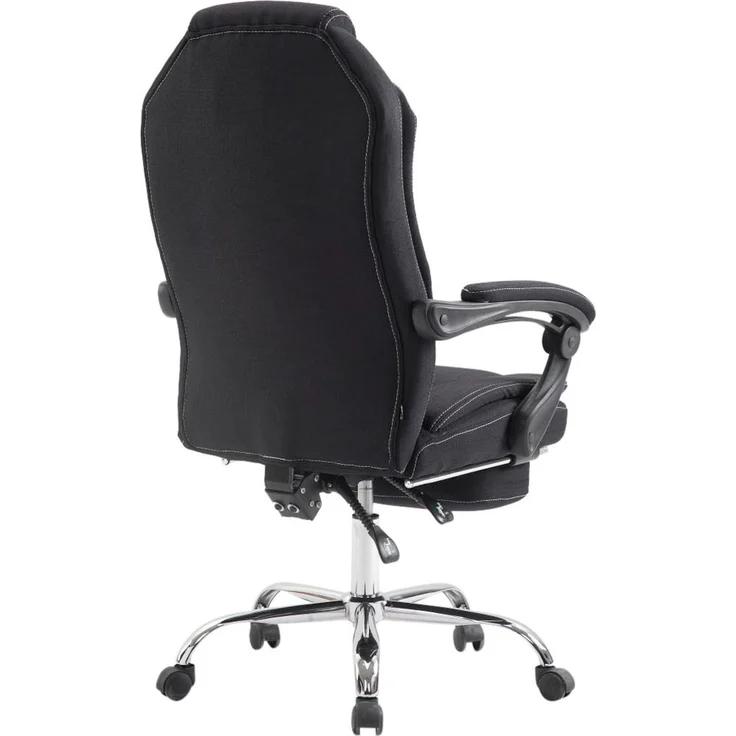 Bürostuhl MEDHA Stoff - 114x67x64, Schwarz Stoff Metall in Chromoptik Gestell ergonomische Bürostühle Homeoffice Stuhl mit Rollen – Bild 5