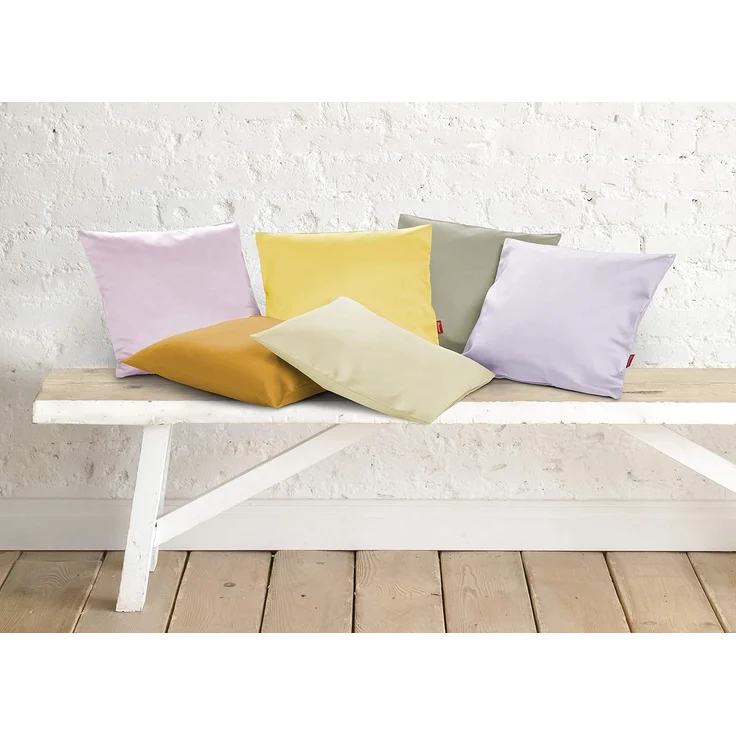 2 Stück Fleuresse Mako-Satin Kissenbezüge 40x40 cm uni mit RV DP 2006 gelb – Bild 2