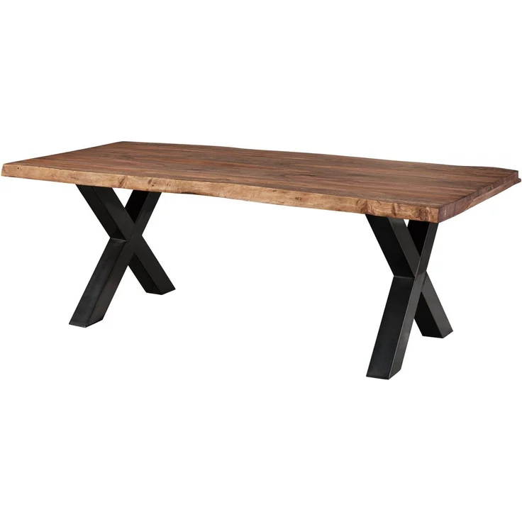 Baumtisch Sheesham 240x100x77 grau gebeizt / X-Beine anthrazit glänzend FREEFORM 5 – Bild 10