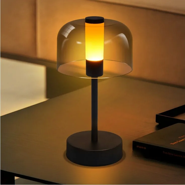 Nettlife LED Nachttischlampe Schwarz Touch Dimmbar Kabellos Aufladbar Tischleuchte Akku USB-C, Touch Dimmbar, LED fest integriert, mit Speicherfunktion für Schlafzimmer