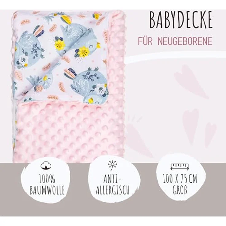 Babydecke LULANDO 100x75 cm flauschige Kuscheldecke für Neugeborene, Lulando, antiallergisch, pflegeleicht, 100% Baumwolle – Bild 4