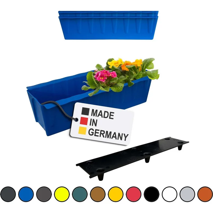 BURI 2 Euro-Paletten Blumenkästen-Einsätze inkl. Bewässerungsmatte | 37,3cm Blau | Pflanzkasten für Europalette Palette | Balkonkasten | Blumentopf | aus stabilen Kunststoff | Made in Germany – Bild 1