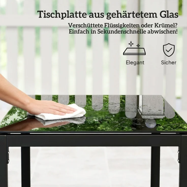 Rattan Bistroset, 3 teiliges Gartenmöbel-Set mit 2 Gartenstühlen, Couchtisch, abnehmbar Kissen Hellgrau – Bild 7