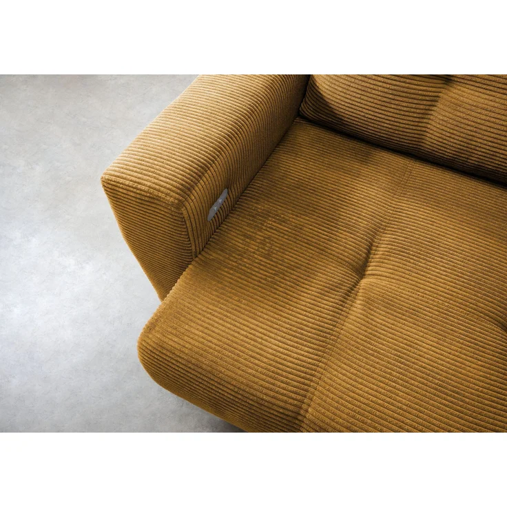 Polsterecke >Renard< elektrischer Sitzvorschub, Cord gold - 177x80x246cm (BxHxT) – Bild 3
