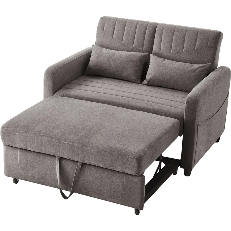 ZUBALIYA Sofa 166x95 cm, mit Ausziehbett, mit breiten Armlehnen, mit Schaumstoffpolsterung, ohne aufwendige Montage, Natur – Bild 12