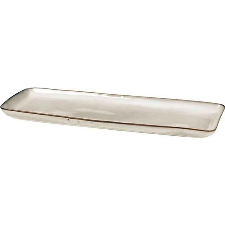 Broste Copenhagen Servierplatte NORDIC SAND Platte eckig 12,5 x 35 cm, Steinzeug, (Platten), Nordic Sand Quadratischer Teller – Bild 2