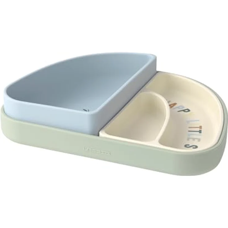 Lässig Silikon Trennschalen Set Section Dish Set - Happy Fruits - Lemon, 3-teilig, spülmaschinen- und mikrowellengeeignet, BPA-frei, flexibel und bruchfest – Bild 2