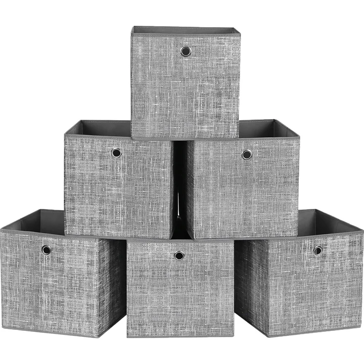 SONGMICS Aufbewahrungsbox mit Griff, 6er Set, Vliesstoff grau meliert, 30 x 30 x 30 – Bild 1