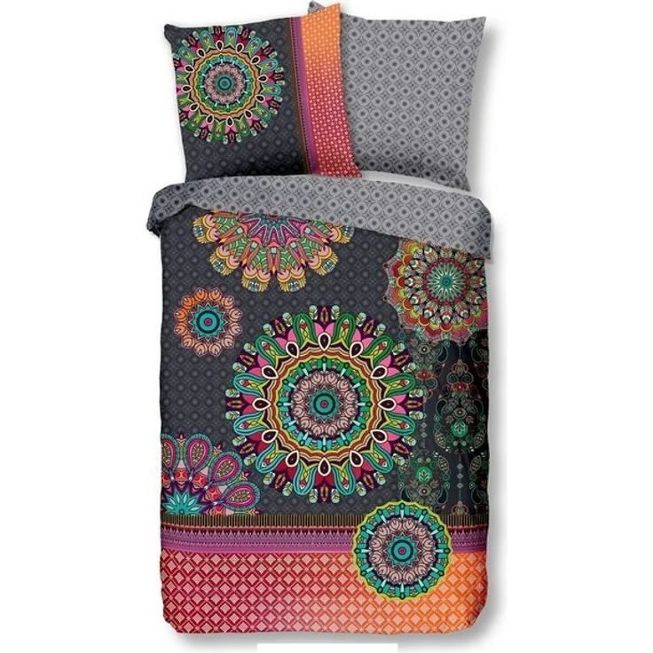 Traumschloss Bettwäsche Comfort Baumwolle, Flanell, 2 teilig, bunte Mandalas auf dunklem Hintergrund – Bild 4