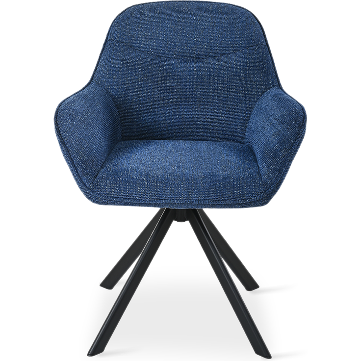 GOEURVANT 1370 Esszimmerstühle 2er-Set mit Armlehnen, 360° Drehbar, Chenille - Blau – Bild 2