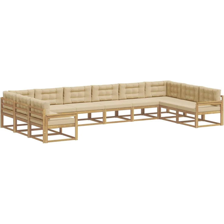 vidaXL Outdoor-Sofagarnitur 10 stk. 10-Sitzer Weiß und Beige 3387097 – Bild 2