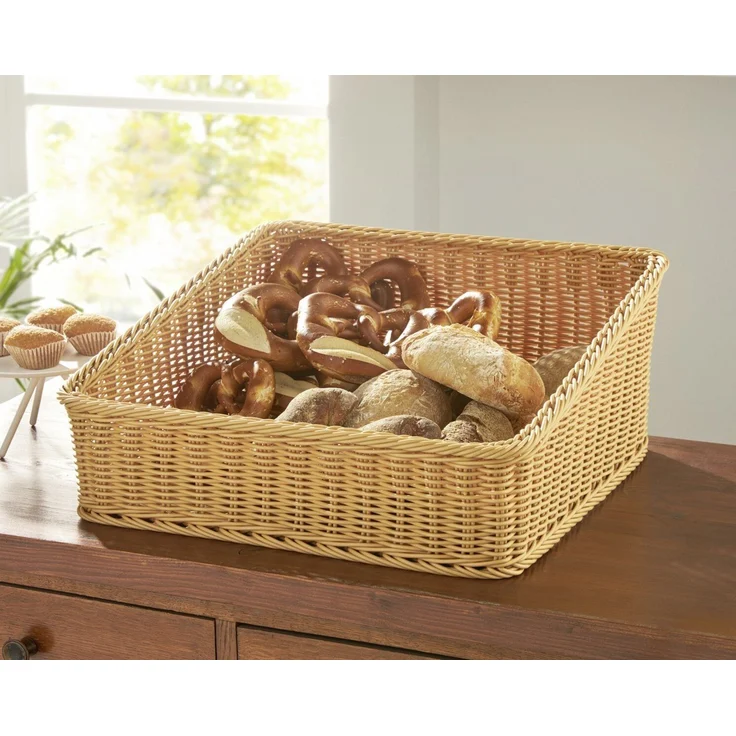 Dekoleidenschaft Regalkorb Auslagekorb aus Polyrattan, Schrankkorb, Aufbewahrungskorb, Brotkorb, Flechtkorb, Buffetkorb abwaschbar, Obstkorb, Servierkorb, Verkaufskorb – Bild 1