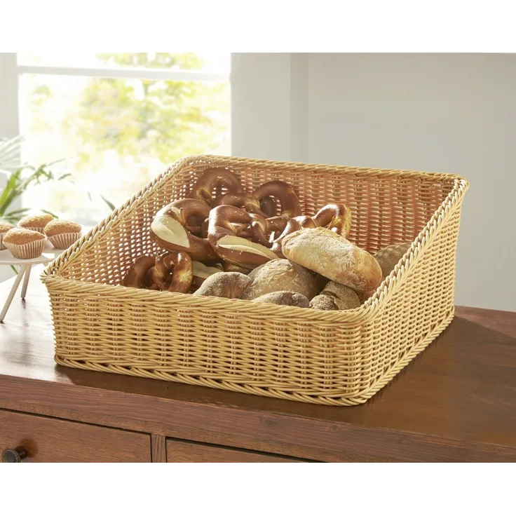 Dekoleidenschaft Regalkorb Auslagekorb aus Polyrattan, Schrankkorb, Aufbewahrungskorb, Brotkorb, Flechtkorb, Buffetkorb abwaschbar, Obstkorb, Servierkorb, Verkaufskorb